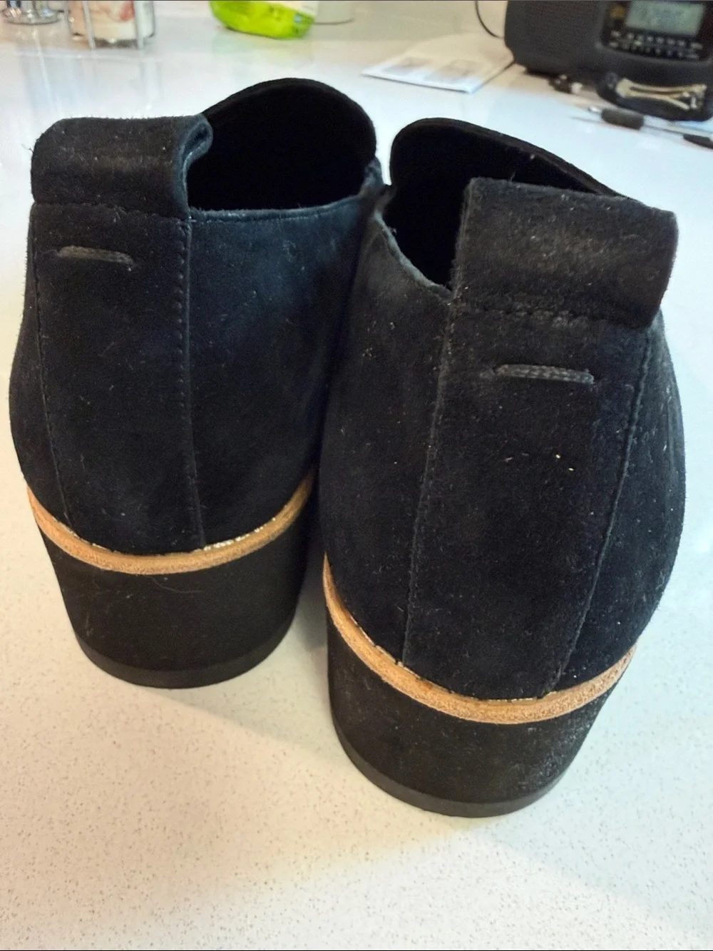 Eileen Fisher Ells Suede Loafer Wedge Black Shoes Size 9